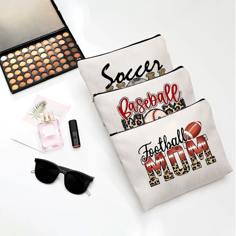 Trousse de maquillage imprimée MOM Letter avec fermeture éclair, portefeuille Consulcoin quotidien, sac de rangement pour cosmétiques essentiels de voyage