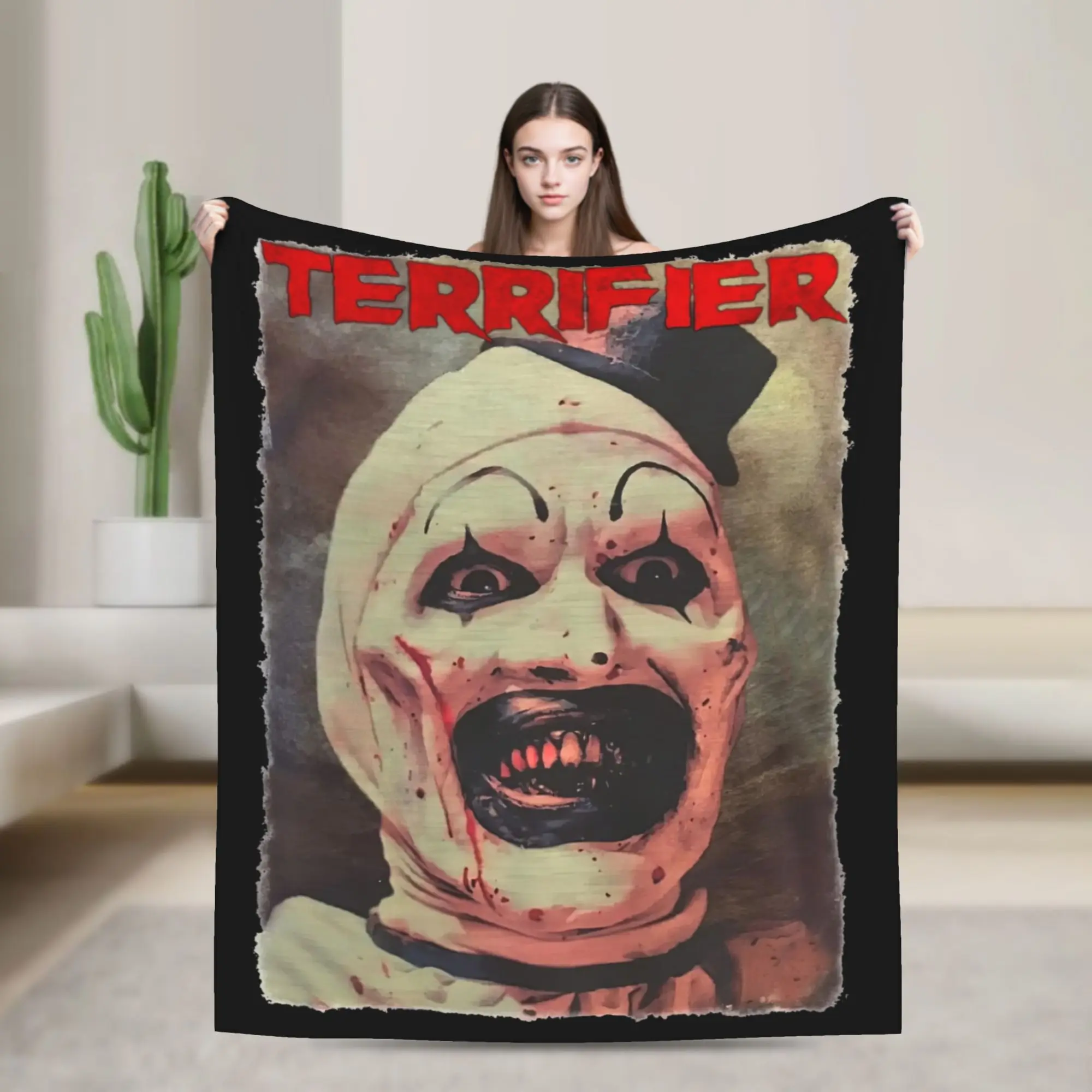 Terrifier Art The Clown Blankets Fleece Spring Autumn  Multi-function Soft Throw Blankets for Sofa Office Rug Piece