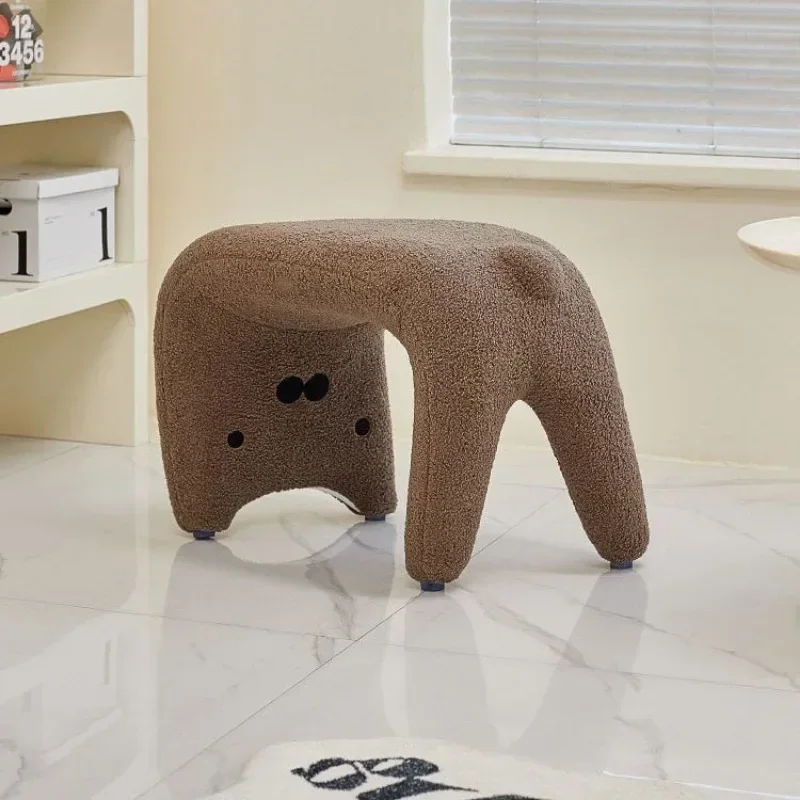 Household Lower Back Rabbit Short Stool Cute Liquid Cat Makeup Bench Cashmere Home Entryway Furniture Decorative Stool