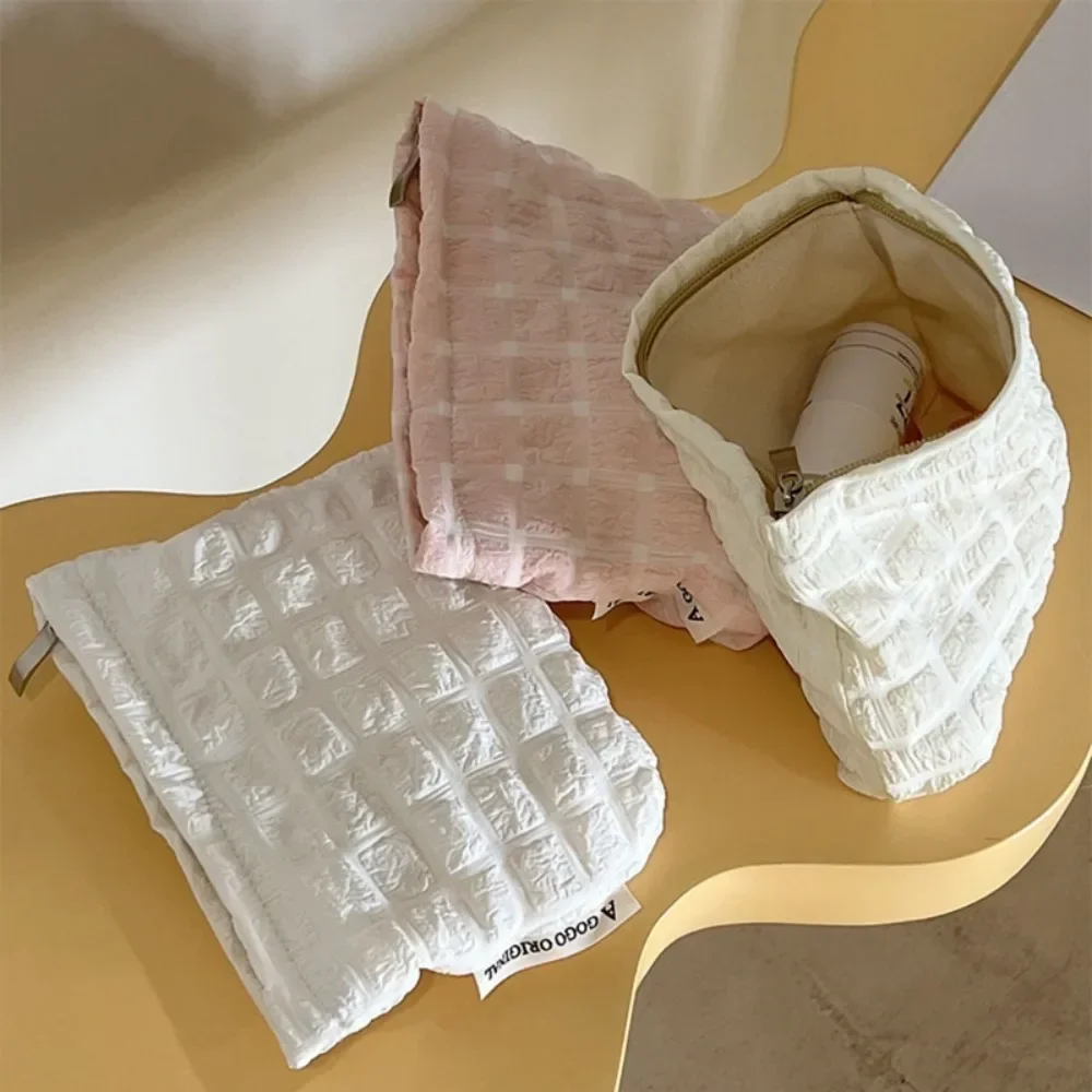 Organizer per trucco morbido da donna, custodia per cosmetici con cerniera per viaggi, borsa per articoli da toeletta, borsa da lavoro per necessità da ragazza 