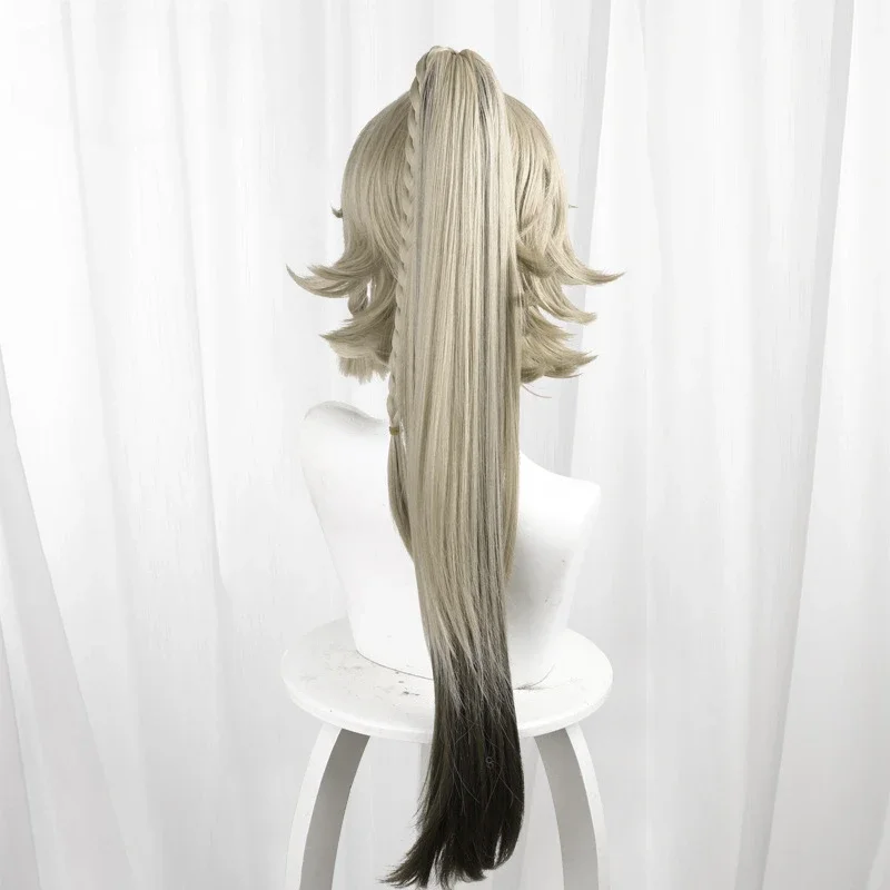 Game Genshin Impact Kachina Cosplay Wig Blonde Long Hair Ponytail For Women Halloween  Heat Resistant Synthetic  Party +Wig Cap