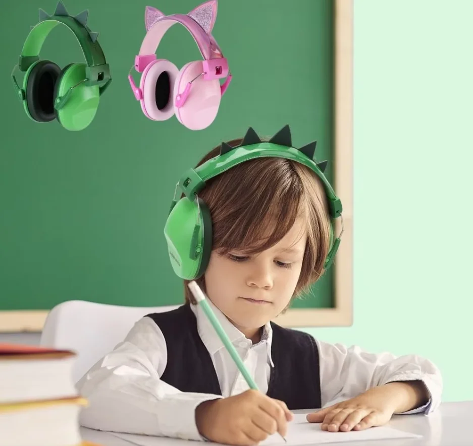 

Cute Children Anti-Noise Earmuffs Pink Cat Ears Kid Hearing Protection Adjustable Ear Protector For Study Sleep Noise Cancelling