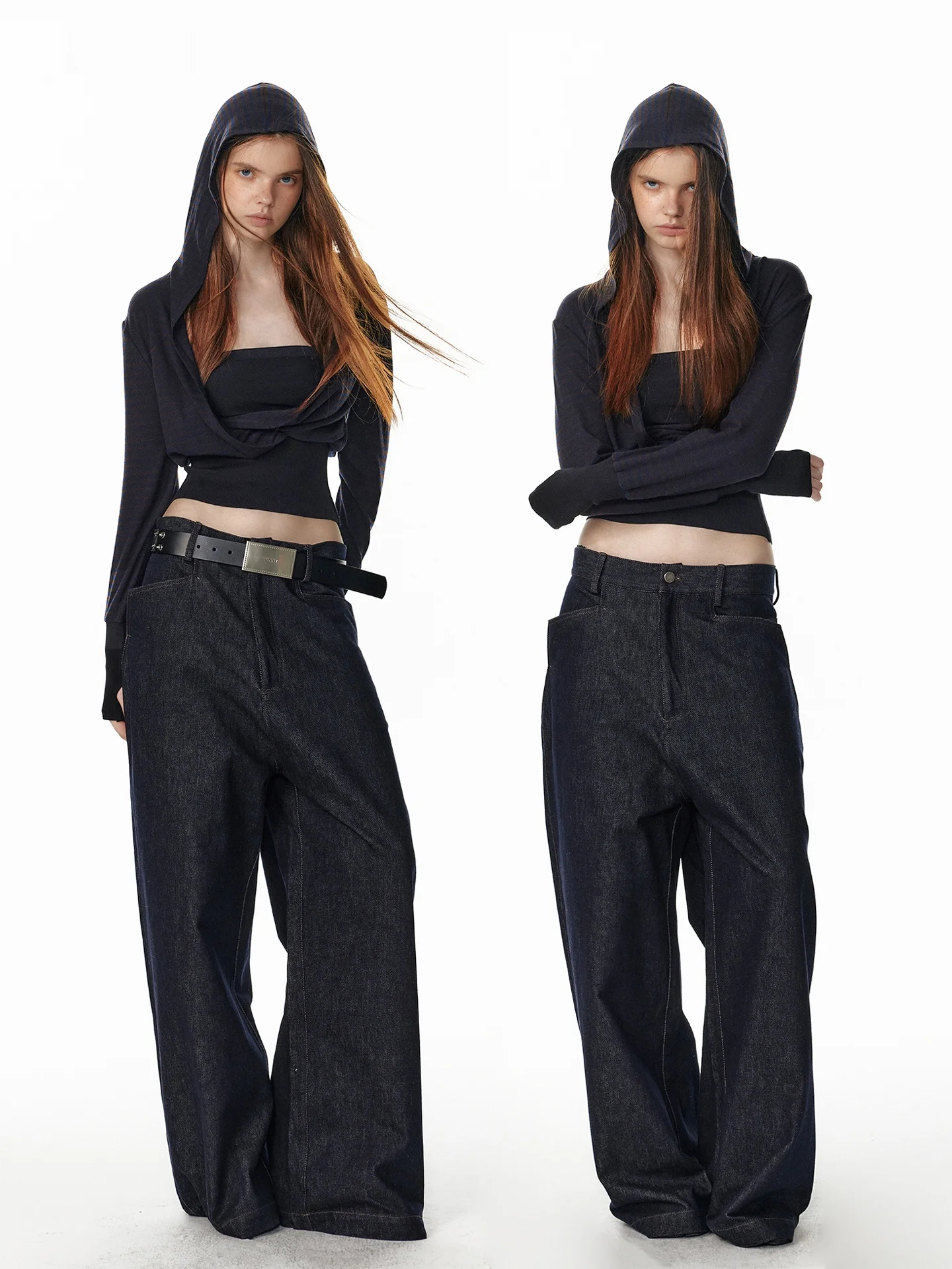 

Alinnv Ретро Широкие джинсы с низкой талией Женские модные длинные брюки свободного кроя молодежные Sle Four Seasons Универсальные без стрейч