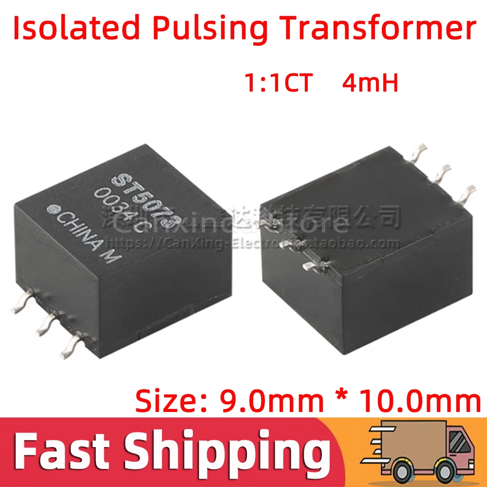 5pcs ST5073 SMD 250Vac Isolated High Frequency Signal Pulsing Isolation Transformer 1:1CT 4mH Filter Transformer