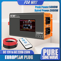 For Wat 5000W Pure Sine Wave Inverter 12V To 220V 230V Sine Wave Inverter LCD Home Camping And RV Continuous Power 3000W
