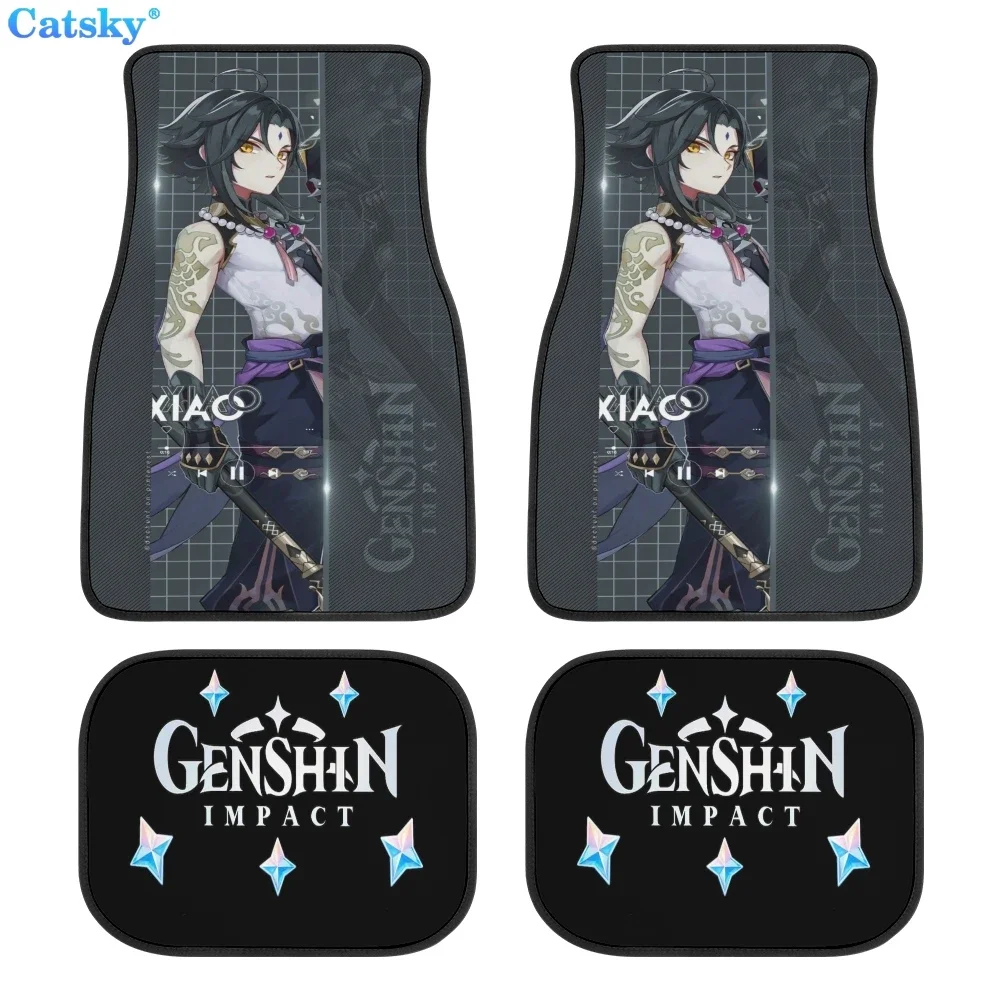 

Genshin Impact anime Car Floor Mats Universal Front/Rear 4 Pieces Interior Accessories Rug Car SUV Truck Floor Mats Rubber