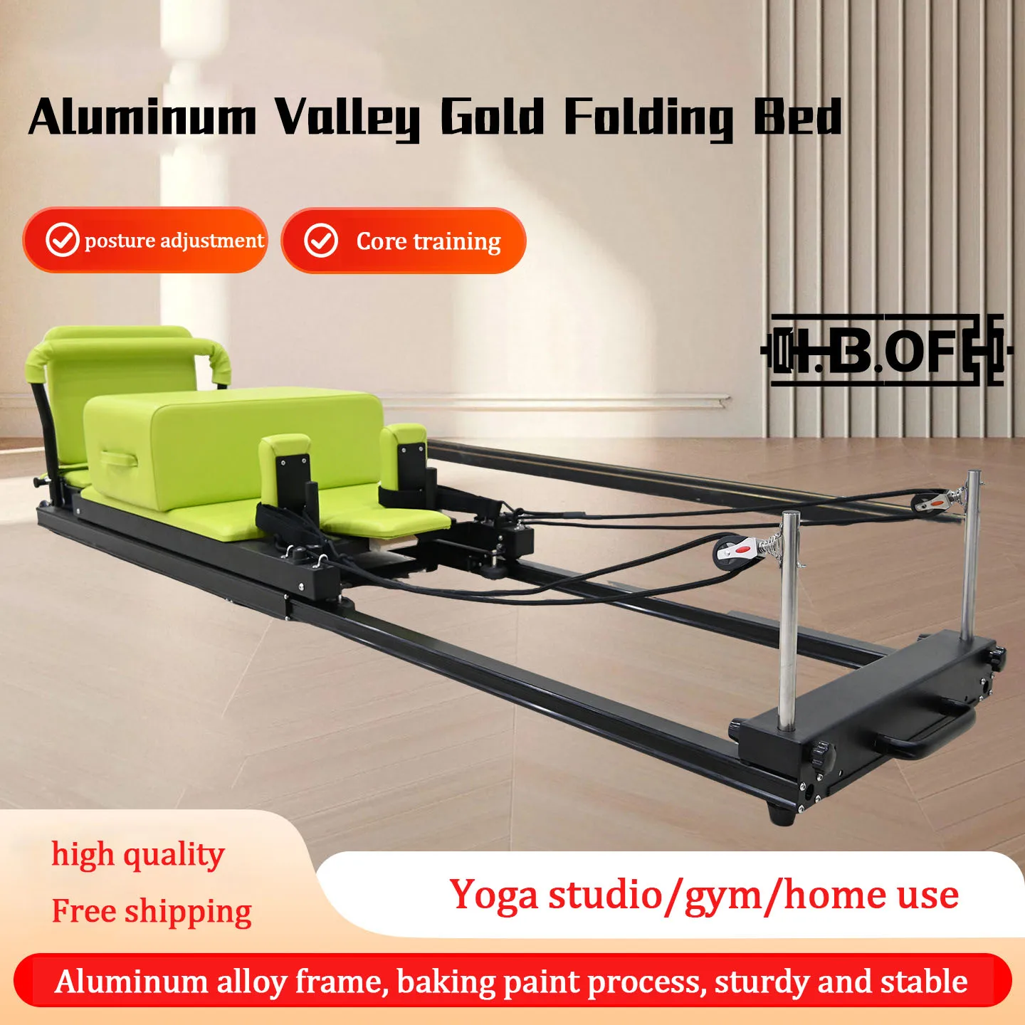 Aluminum Alloy Folding Core Bed Yoga Fitness Shaping Folding Core Bed Outlet Foldable Pilates Core Bed