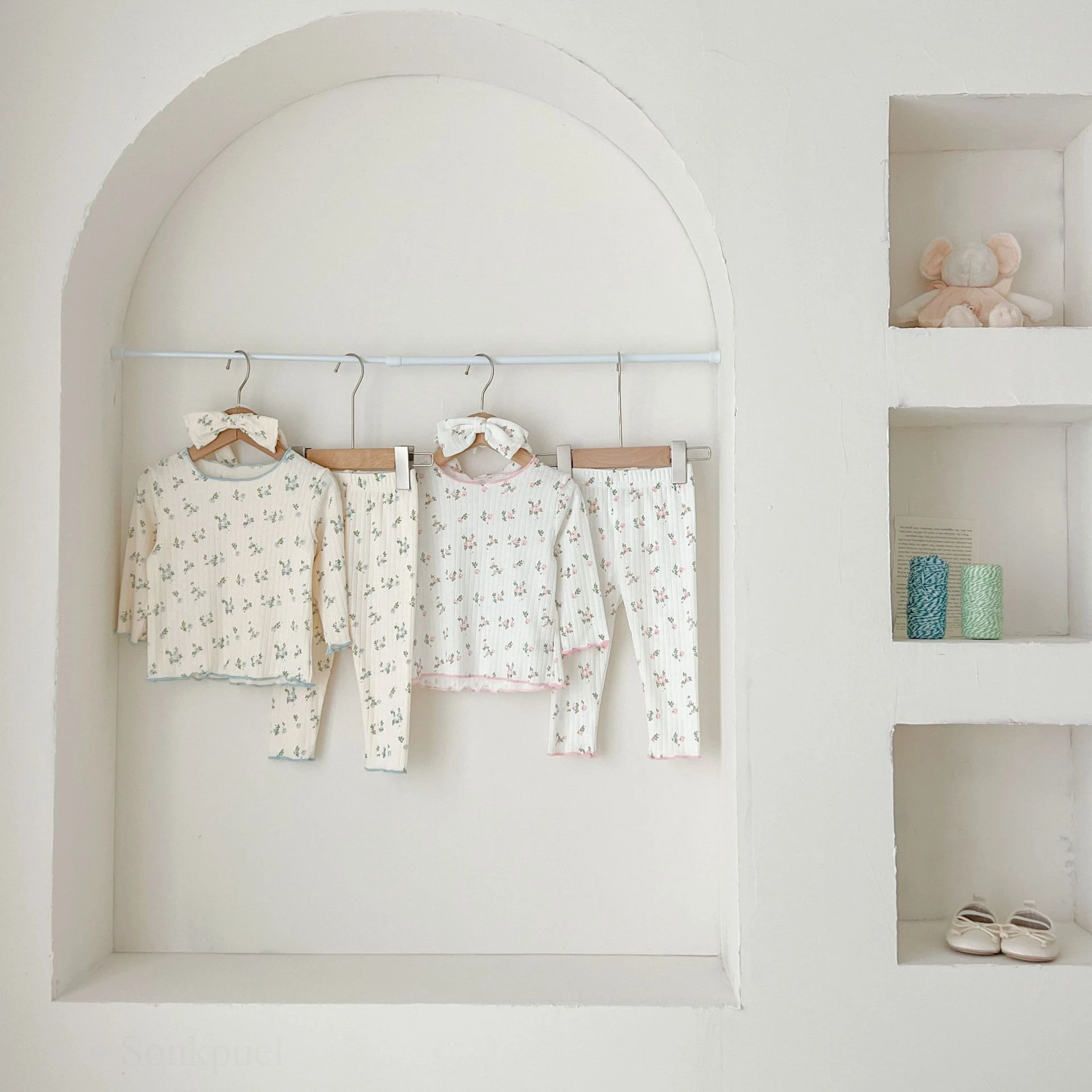 � Neue Ankunft Baby Mädchen Blumen Druck Baumwolle Pyjama Set Langarm Spitze Trim Zwei Stück Nachtwäsche Herbst Homewear Infant Kleinkind ‌ – Detail 3