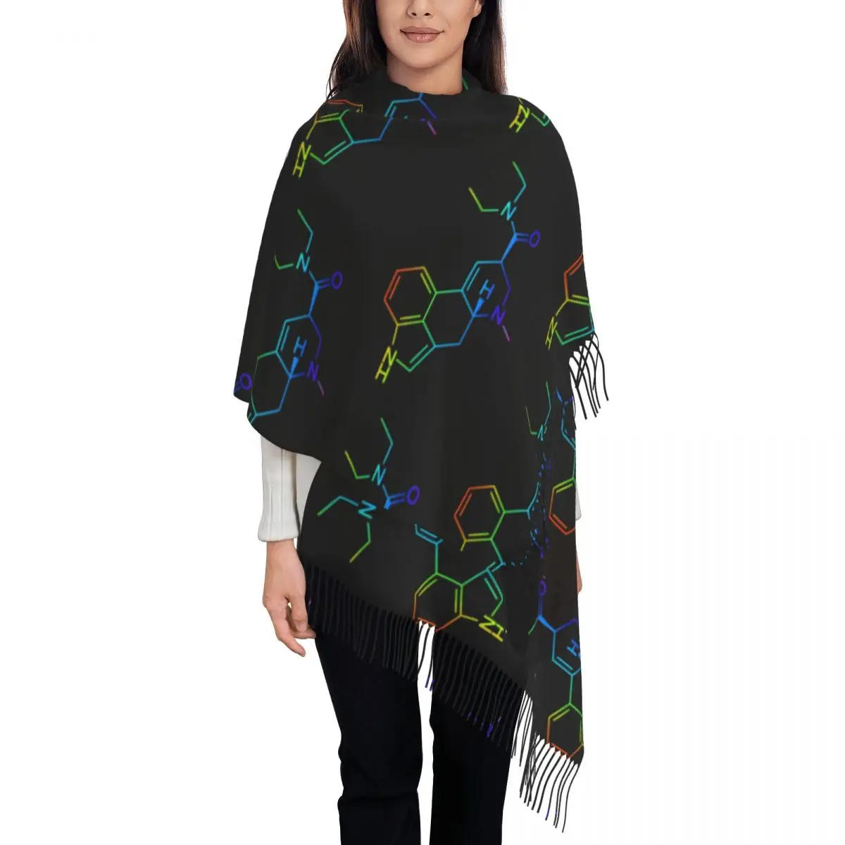 Warm Soft Scarf Autumn LSDs Molecule Acid Shawls and Wrap Psychedelic Chemistry Bufanda Mujer Female y2k Cool Headwear Scarves