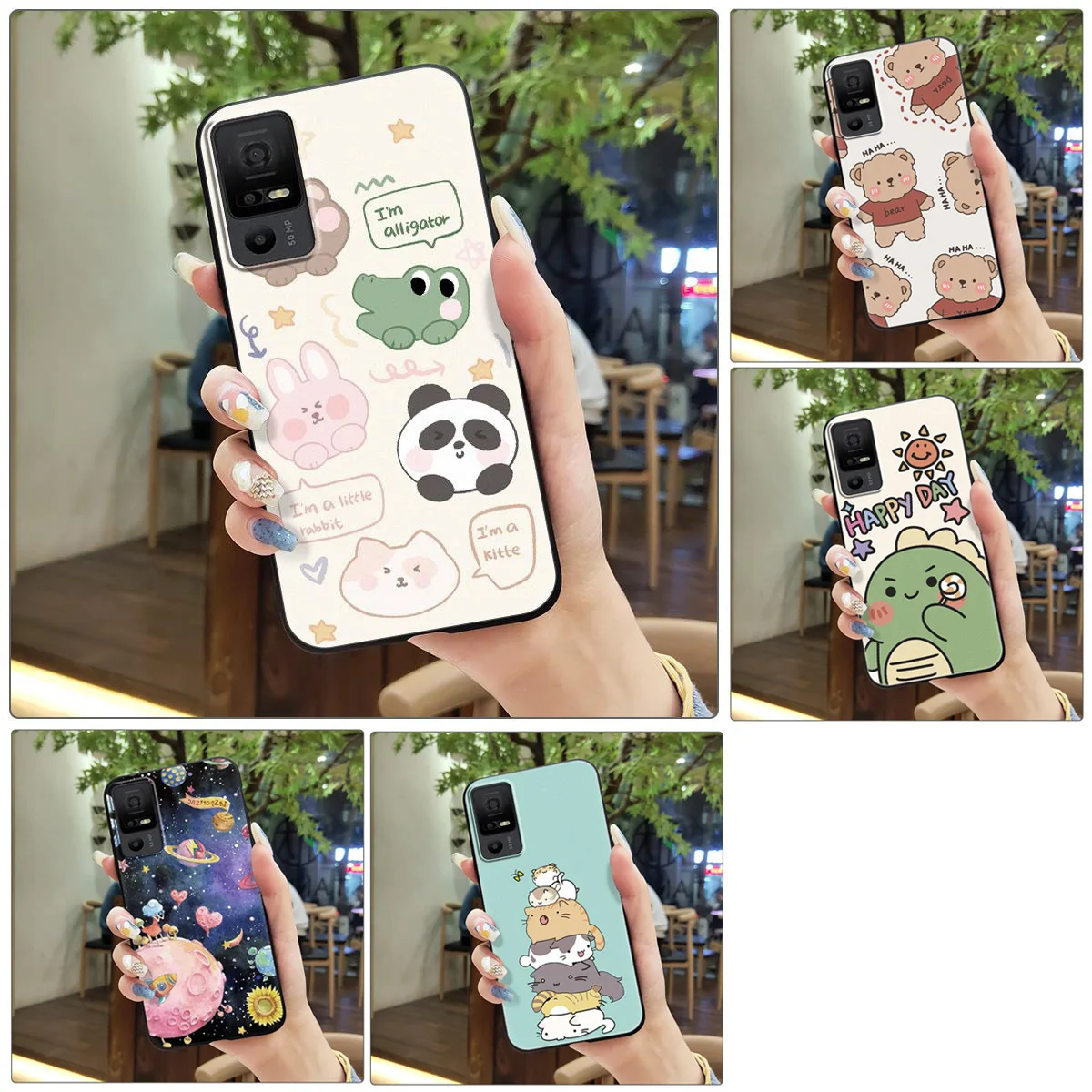 For TCL 40 XE 5G/TCL 40R 5G Ultra Slim Silicone Rubber TPU Phone Case Thin Cover Shockproof Cute Flower Cat