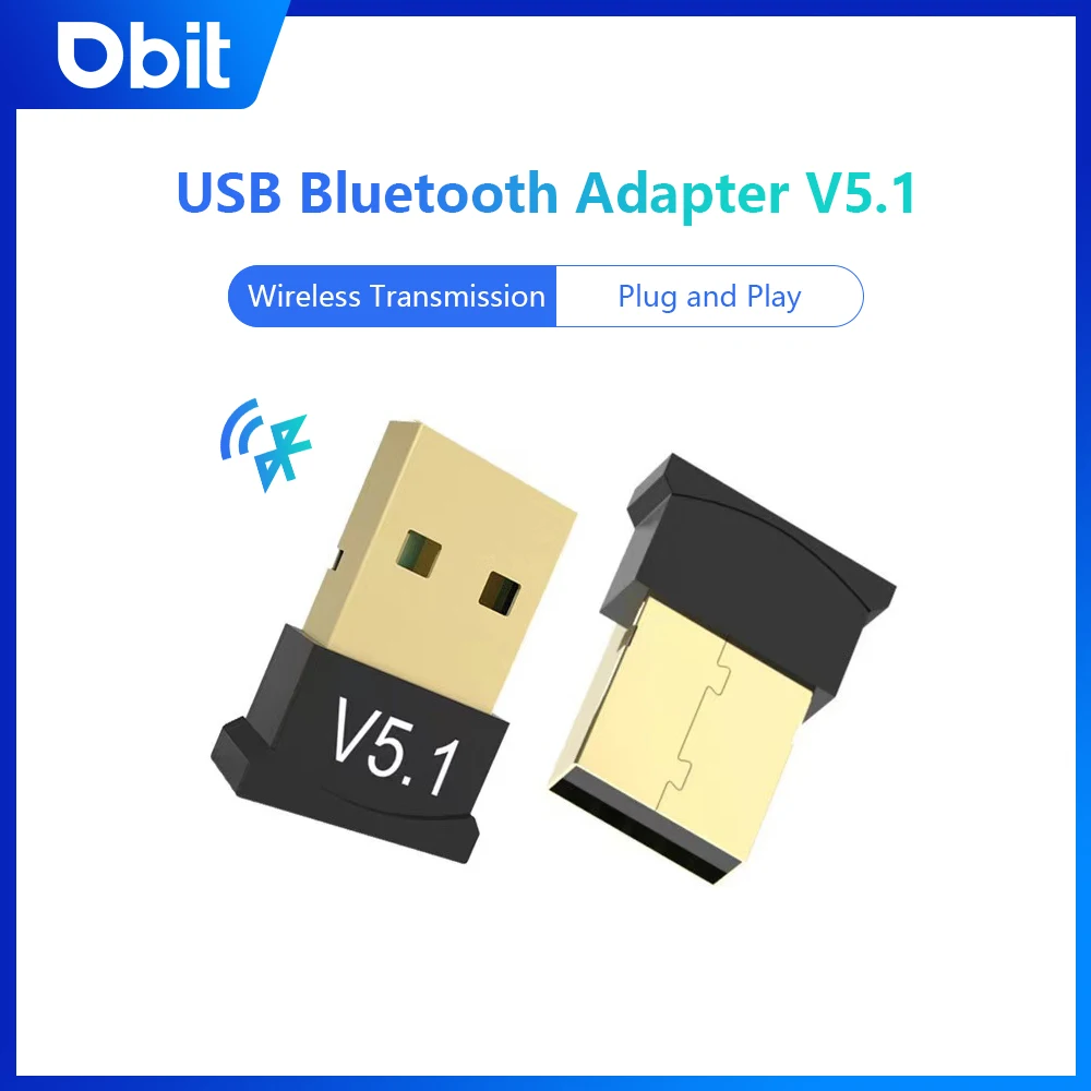 DBIT 5.1 Bluetooth Adapter USB Bluetooth Receiver Win8/8.1/10/11 Driver-Free Support Multiple Devices Simultaneous Connection