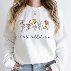 Floral Graphic Print Fashion Casual Sweatshirt HoodiesWoman Little Wildflower Casual Daily Graphic Youthful Woman Sweatshirts