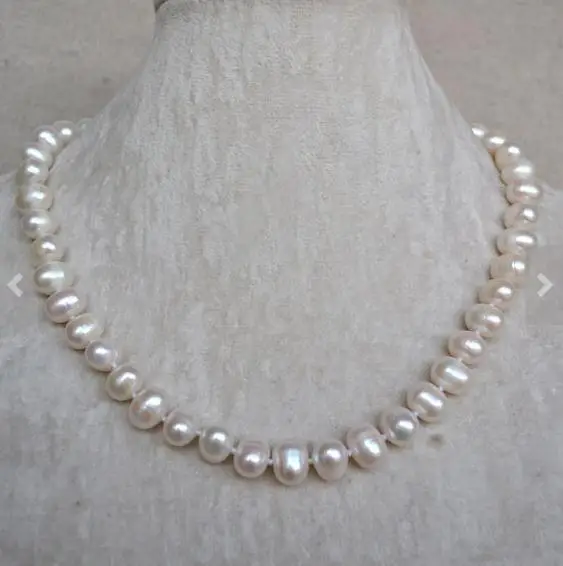 

New Fashion Freshwater Pearl Necklace,18 inches 9-10mm Potato Genuine Pearl Jewelry,Classic Choker Necklace,Charming Women Gift.