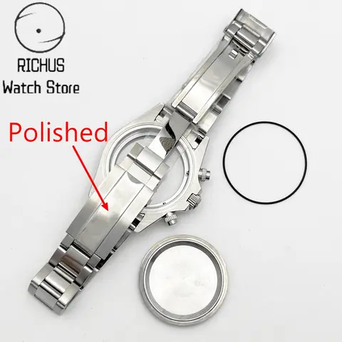 39mm VK63-boett Silverfärgad klocka, rostfritt stålarmband, passar VK63 Quartz-urverk, klocktillbehör 6 best sales kronografklocka - №1