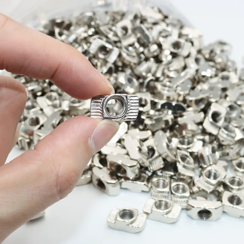 T-Nut M3 M4 M5 M6 M8 Befestigungsmuttern mit Schlitz, vernickelt, für 20 30 40 45 EU Aluminium-Strangpressprofil, Hammerkopf-T-Nut – Detail 5