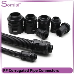 Cable Gland Nylon Plastic Corrugated Tube Connectors Pipe Joint AD13  15.8  18.5  21.2  25  28.5  34.5 Plastic Conduit Gland