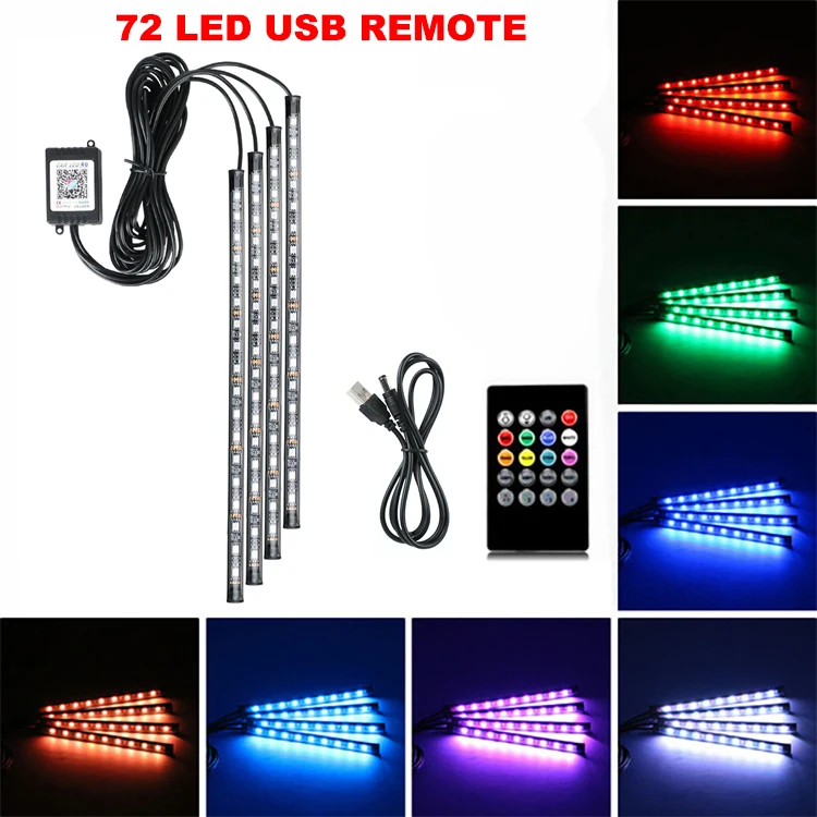 Neon LED interieur sfeerverlichting met draadloze APP-afstandsbediening, RGB auto-interieur stripverlichting, voetverlichting, achtergrondverlichting, decoratieve lampen