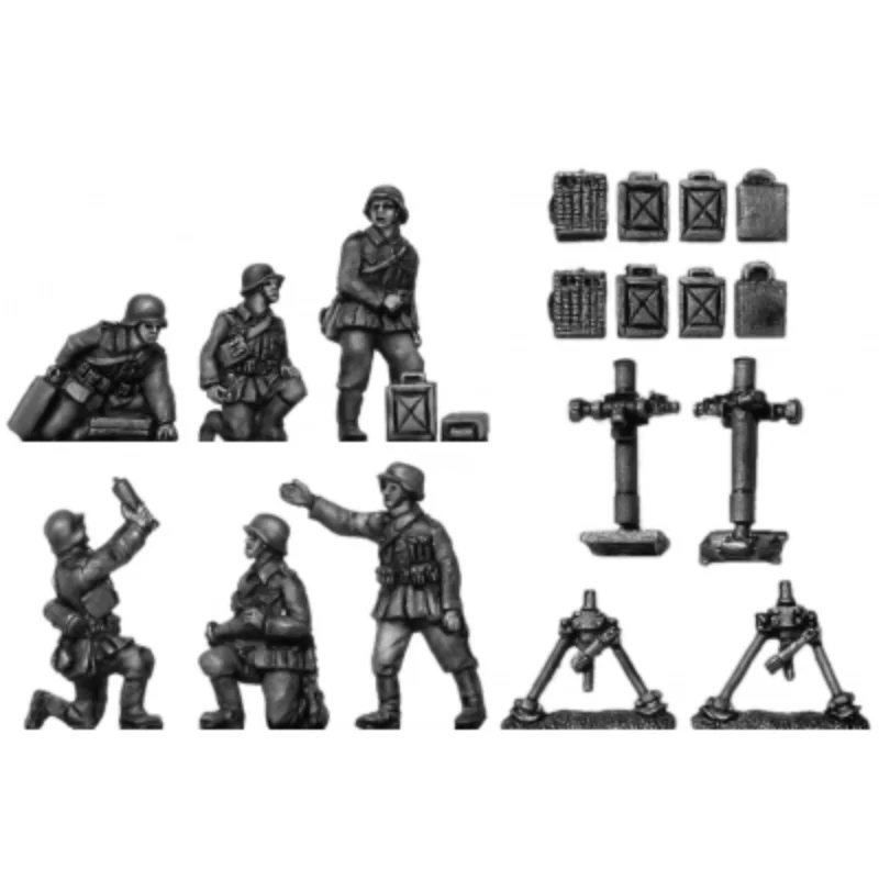 1/72 Scale Resin Figure Model Kit  8cm Mortars and crew 6 People Micro Scene Layout Unassembled and Unpainted DIY Toys