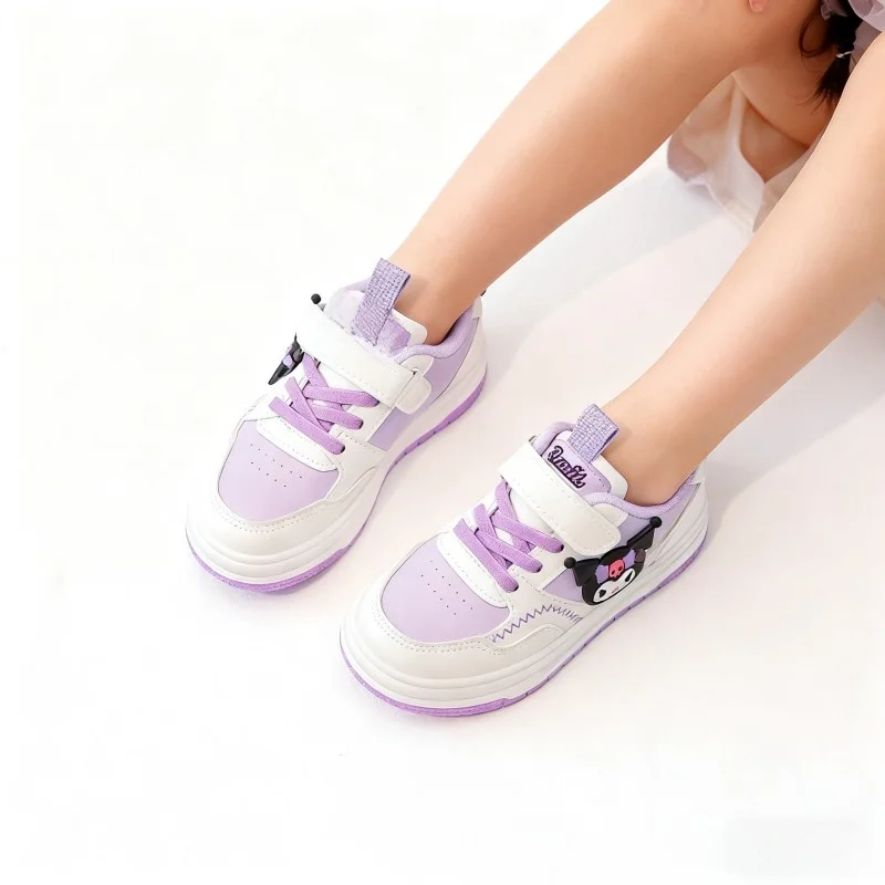 

Детская повседневная обувь, кроссовки из искусственной кожи с героями мультфильмов, весенне-осенняя спортивная обувь для детей, нескользящая розовая обувь Pruple, размер 22-36