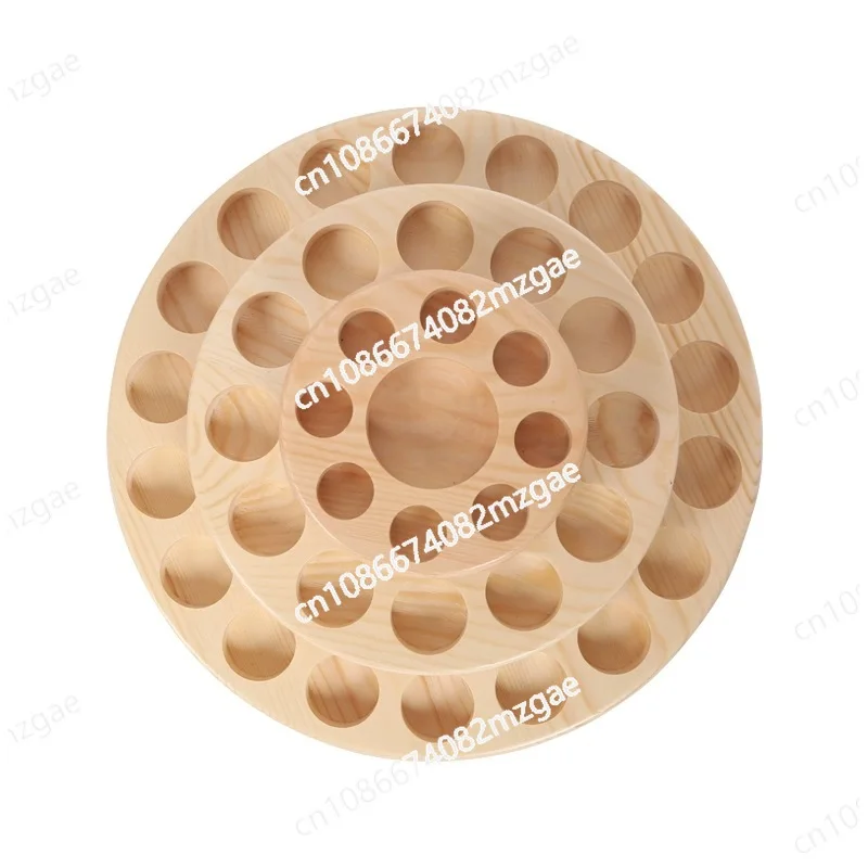 39 Grid Essential Oil Display Stand 360 Degree Rotating Solid Wood Lipstick Sub-bottling Desktop Storage Display Plate