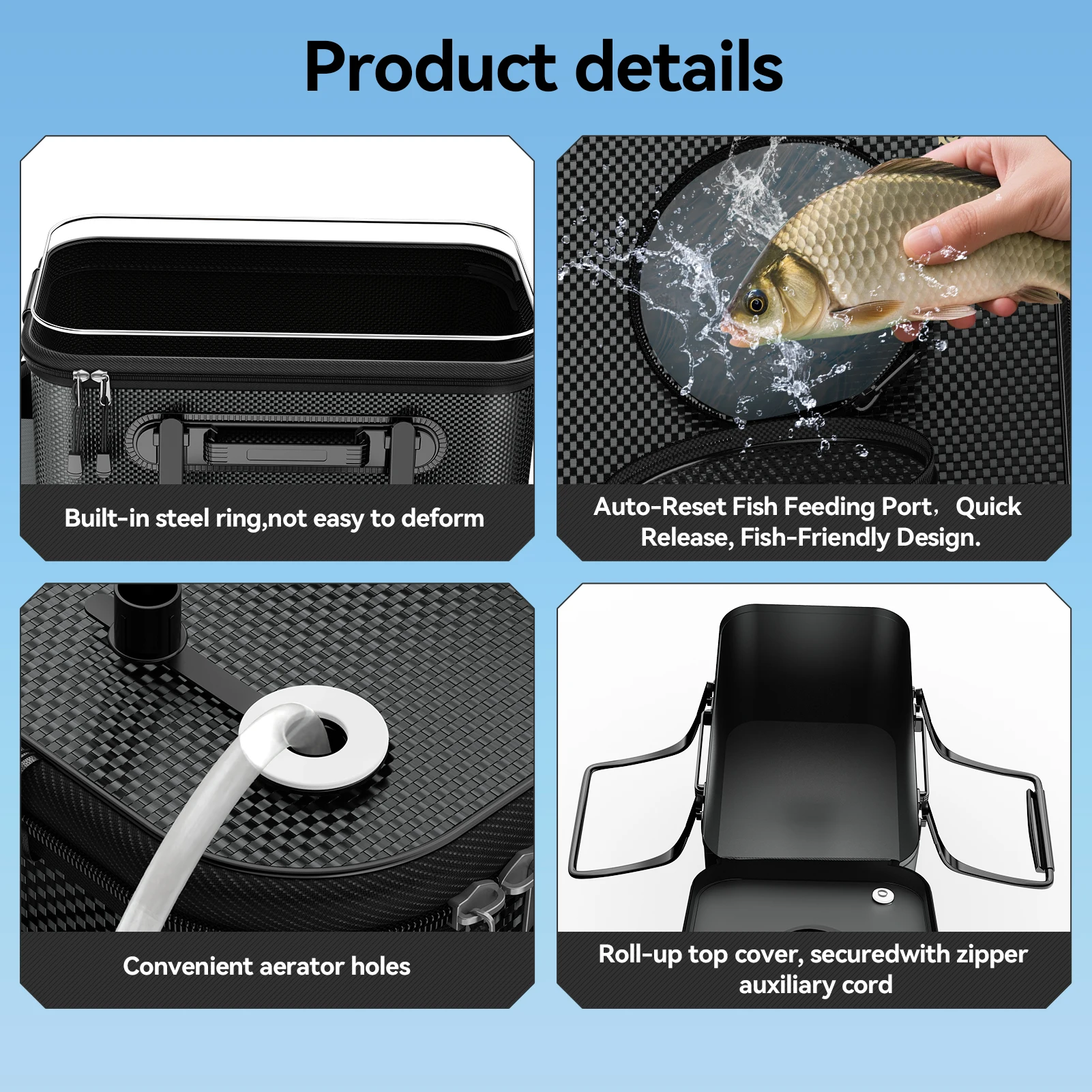 Live Fish Bucket, Fishing Water Bucket, Bait Bucket, Thickened Material, Wear-Resistant & Durable, with Shoulder Strap.