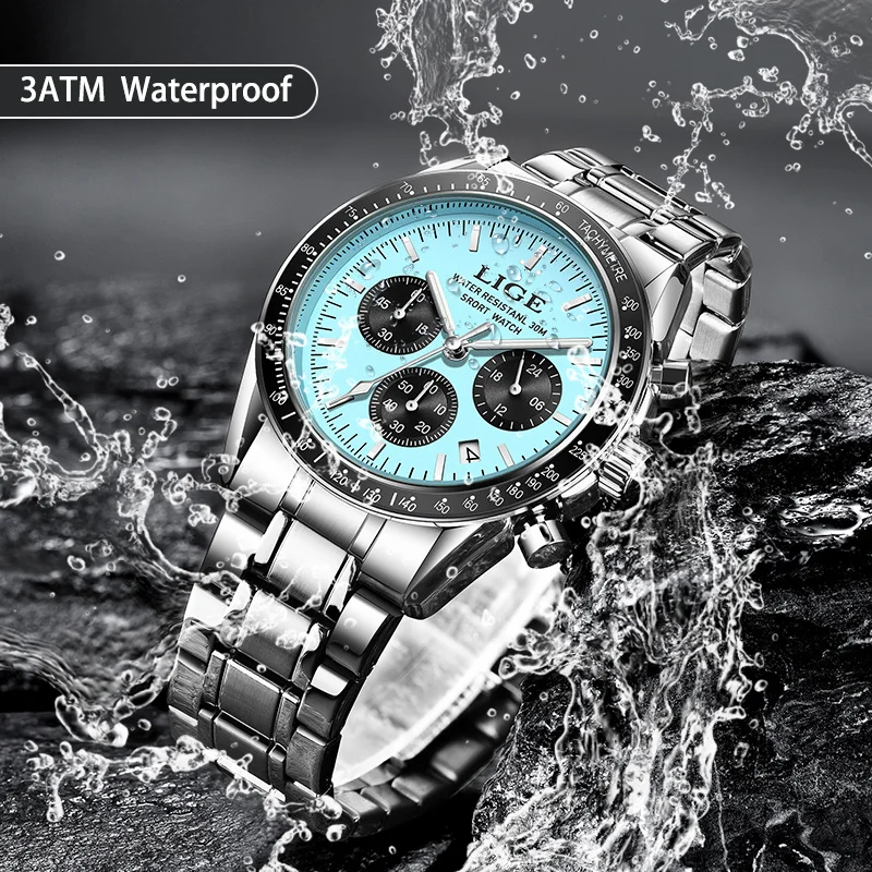 LIGE Mens Wristwatch 2026 Casual Watches Luxury Stainless Steel Quartz Watch for Men Date Clock Chronograph Male Watch Reloj+BOX