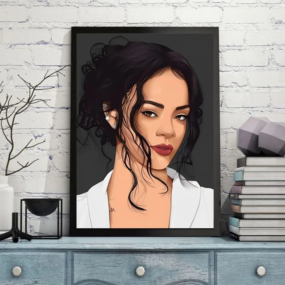 Work-Girls-R-Rihannan Classic Poster Self-adhesive Art Poster Retro Kraft Paper Sticker DIY Room Bar Vintage Decorative Painting