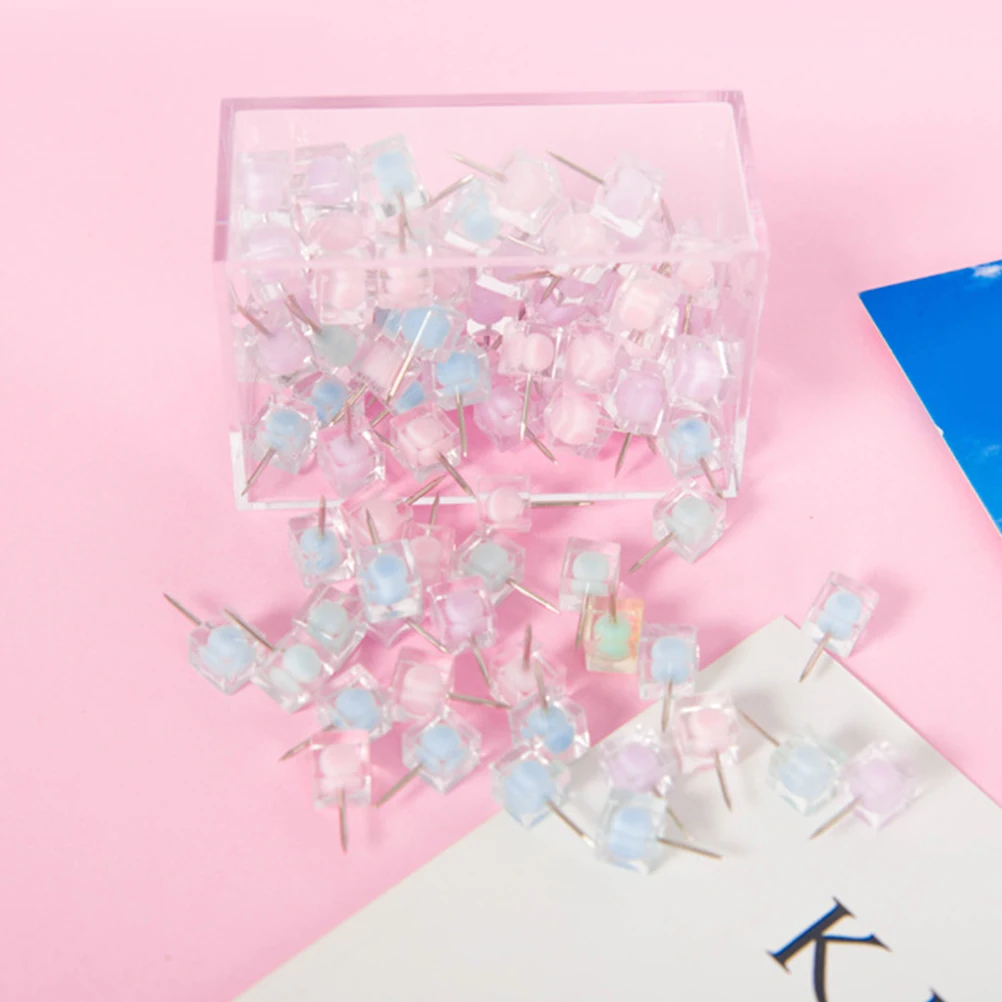 

80 Pcs Colored Push Pins Clear Thumbtacks Long Use Creative Decorations for Home Office School Exhibition