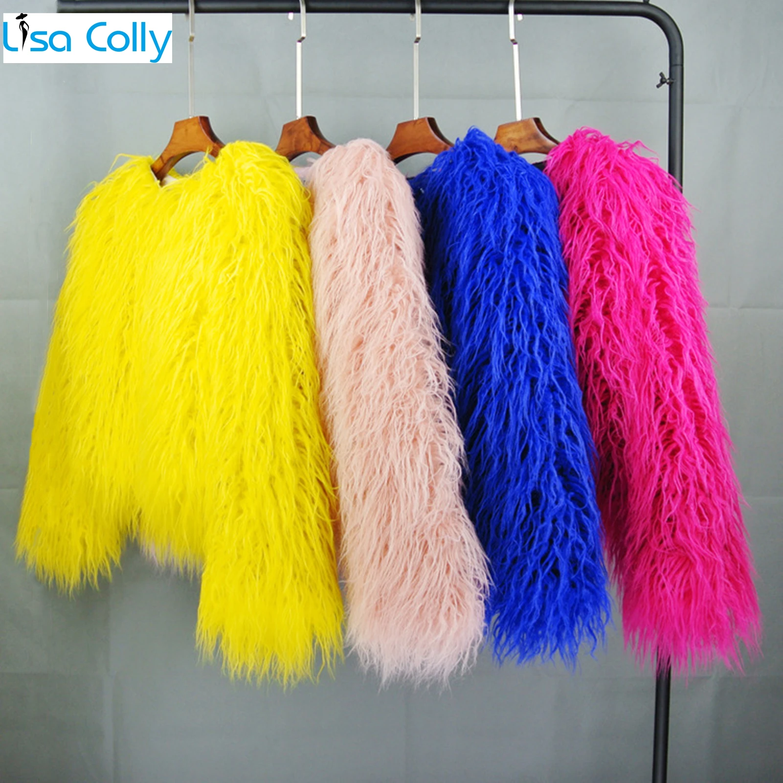 

Women's Autumn Winter Colorful Furry Faux Fur Coat Black White Shaggy Faux Fur Jacket Warm Short Fur Overcoat