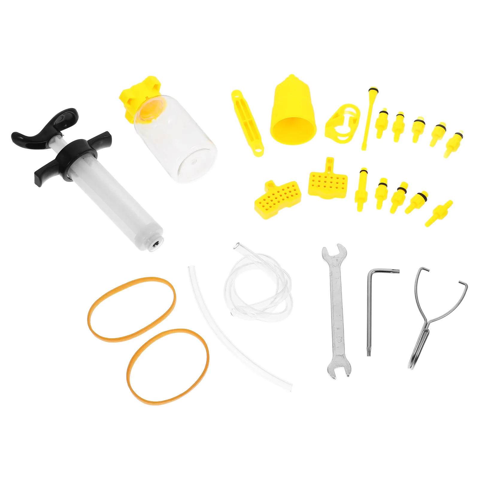

1 Set Of Disc Brake Bleed Kit Plastic Injection Syringe High Volume Hose Clamp Rotating Fittings For