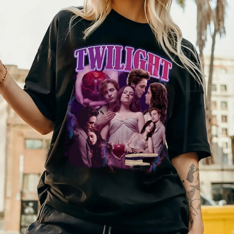 Twilight Edward Cullen Vintage T-Shirt Oversized Unisex Retro 90's Fans Homage Tshirt Streetwear Cotton Men Clothing Print Tops