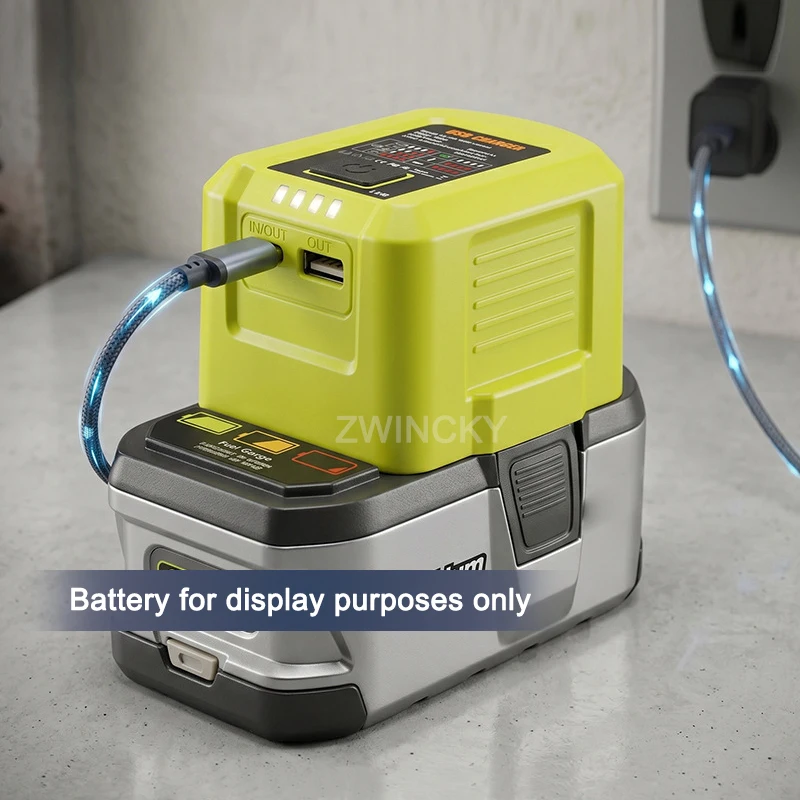 for Ryobi 18V Battery 2-IN-1 Charging Adapter With USB Type-C Port Bidirectional Charging Adapter for Travel Camping Emergency