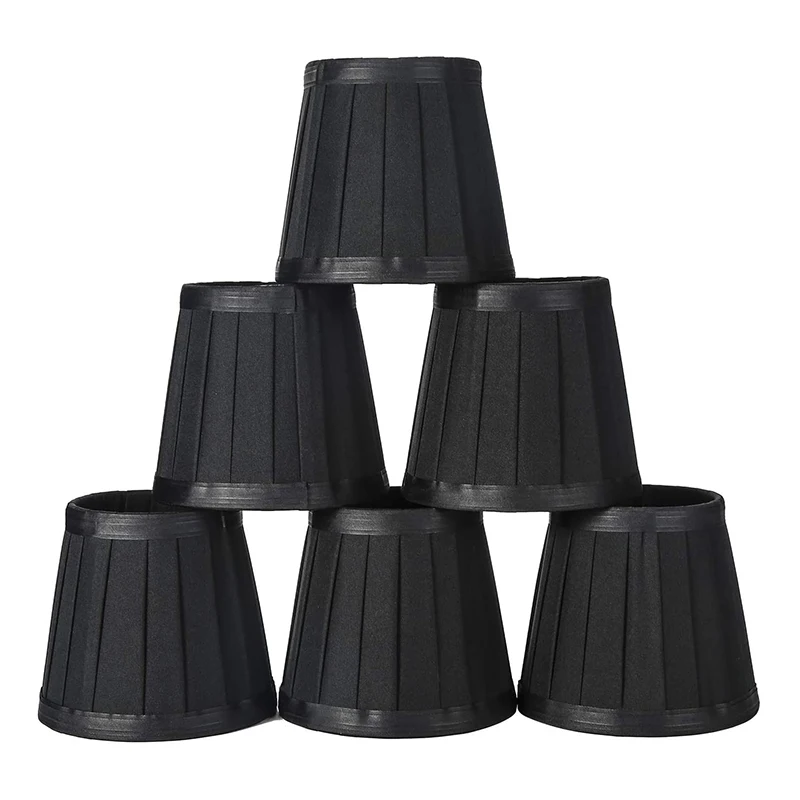 Clip on Lampshades Candle Chandelier Lampshades for Ceiling Pendant Light Table Lamp Floor Light 6 Pcs Black