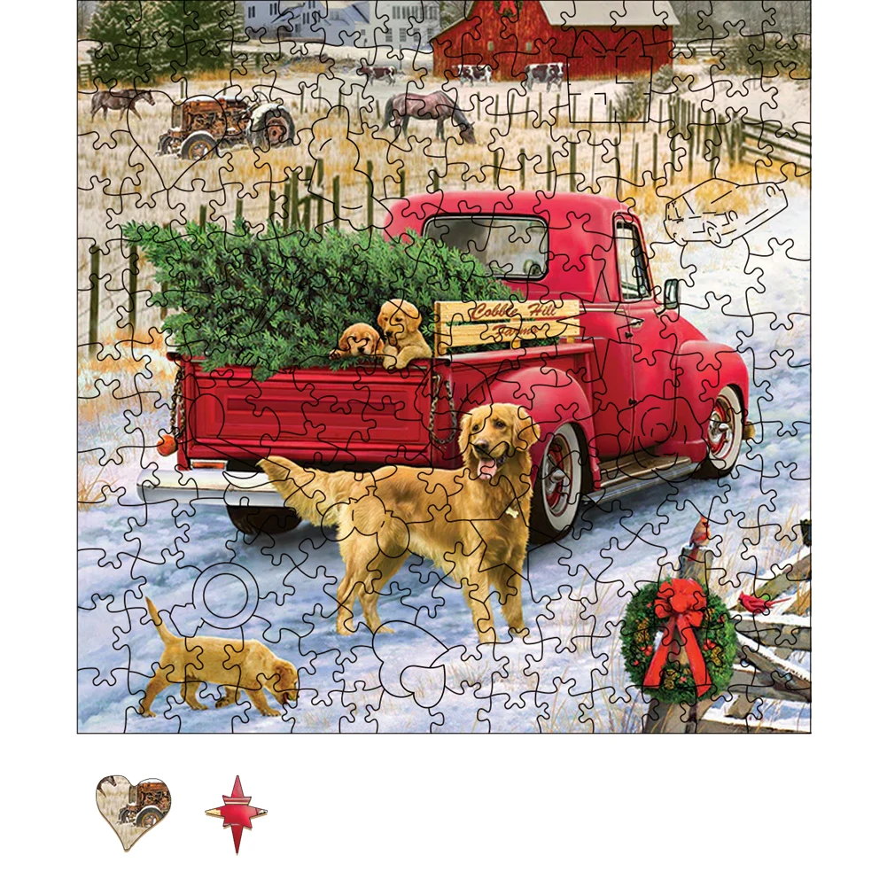 

Christmas On The Farm Wooden Jigsaw Puzzle Party Games Toys For Adults Wood Puzzles Home Board Game Wood Christmas Toy For Kids