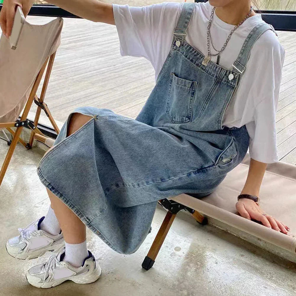 

Overalls Skirt Skirt Women's Suspender Skirt Casual College Style Korean Loose Dress Suspender Skirt Going Out