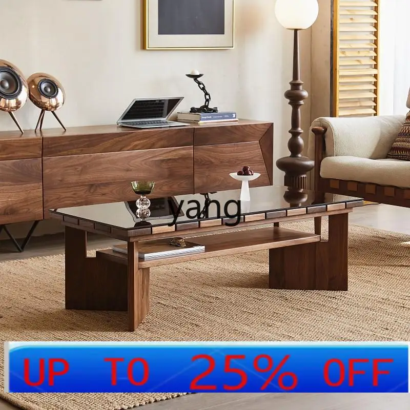 

LH black walnut coffee table solid wood small tea table medieval light luxury living room small apartment tea table