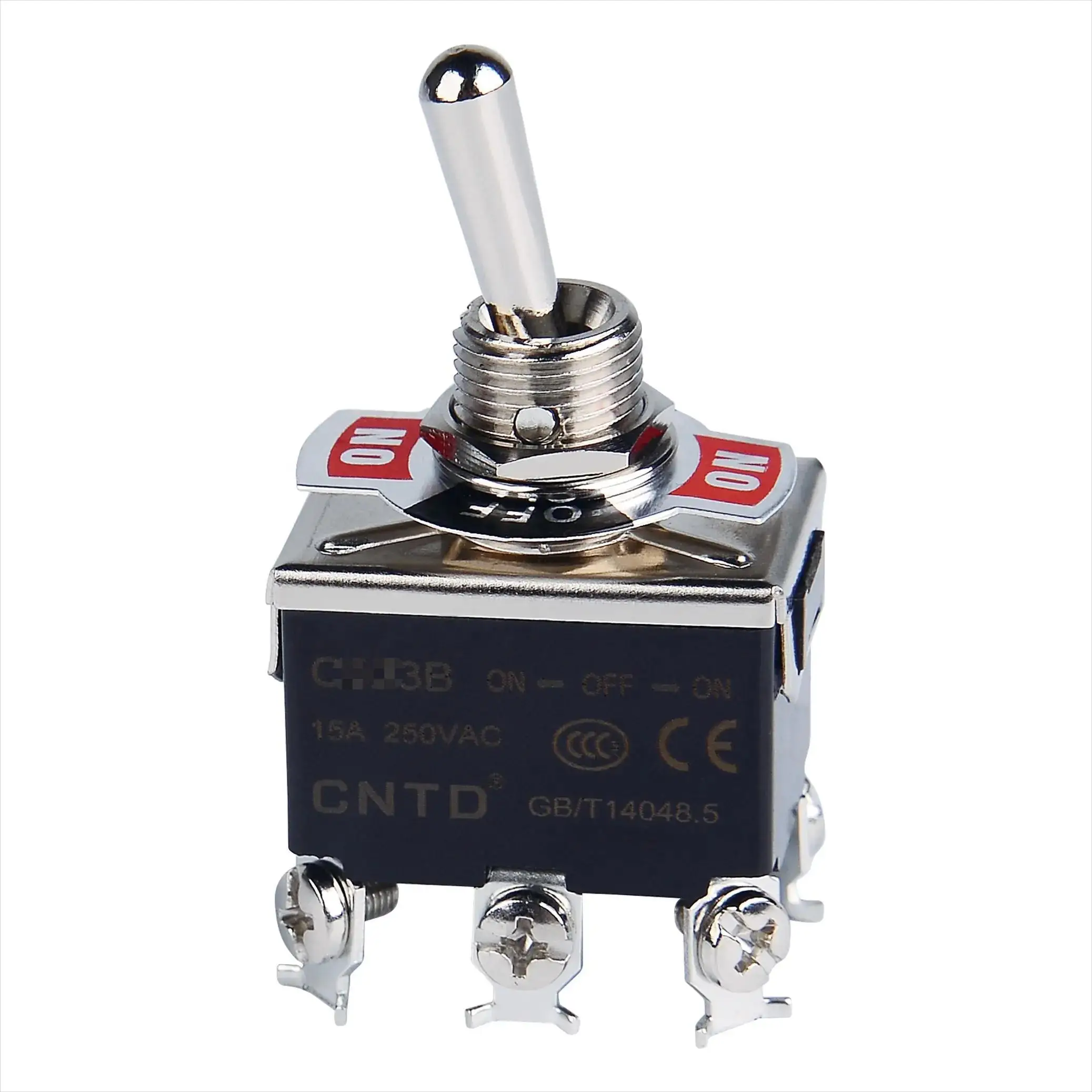 C5R23B 15A 250V DPDT 6-Pin Screw Terminal Toggle Switch ON-OFF-ON Double Pole 12mm Mounting Hole Spring Return Toggle Switch