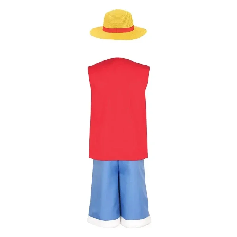 Niños adultos Luffy Cosplay Anime una pieza disfraz abrigo pantalones adultos niños ropa de playa fiesta de Halloween juego de rol