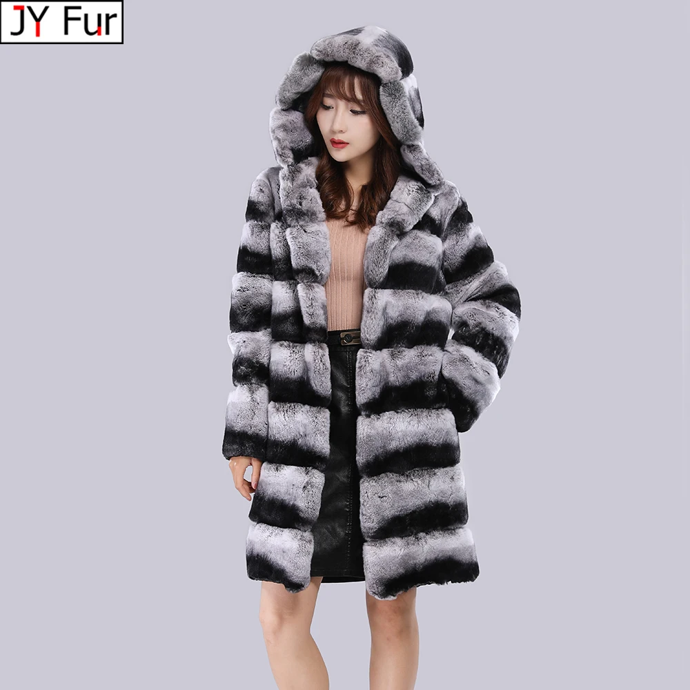 

Real Fur Coats Women Rex Rabbit Fur Jackets Ladies Rabbit Fur Coat With Hood Female Winter Warm Women's Clothing Vintage