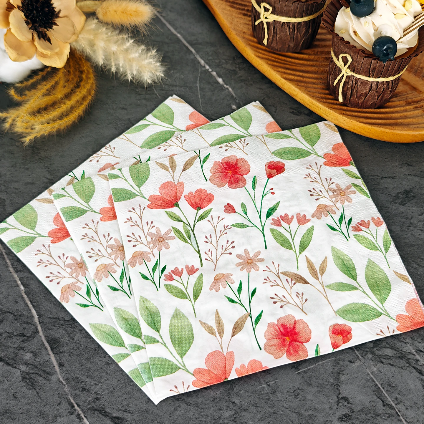 20/50pcs 33*33cm 2ply Floral Colorful Printed Napkins for Dining,Baking,Festive Parties,and Wedding Decorations