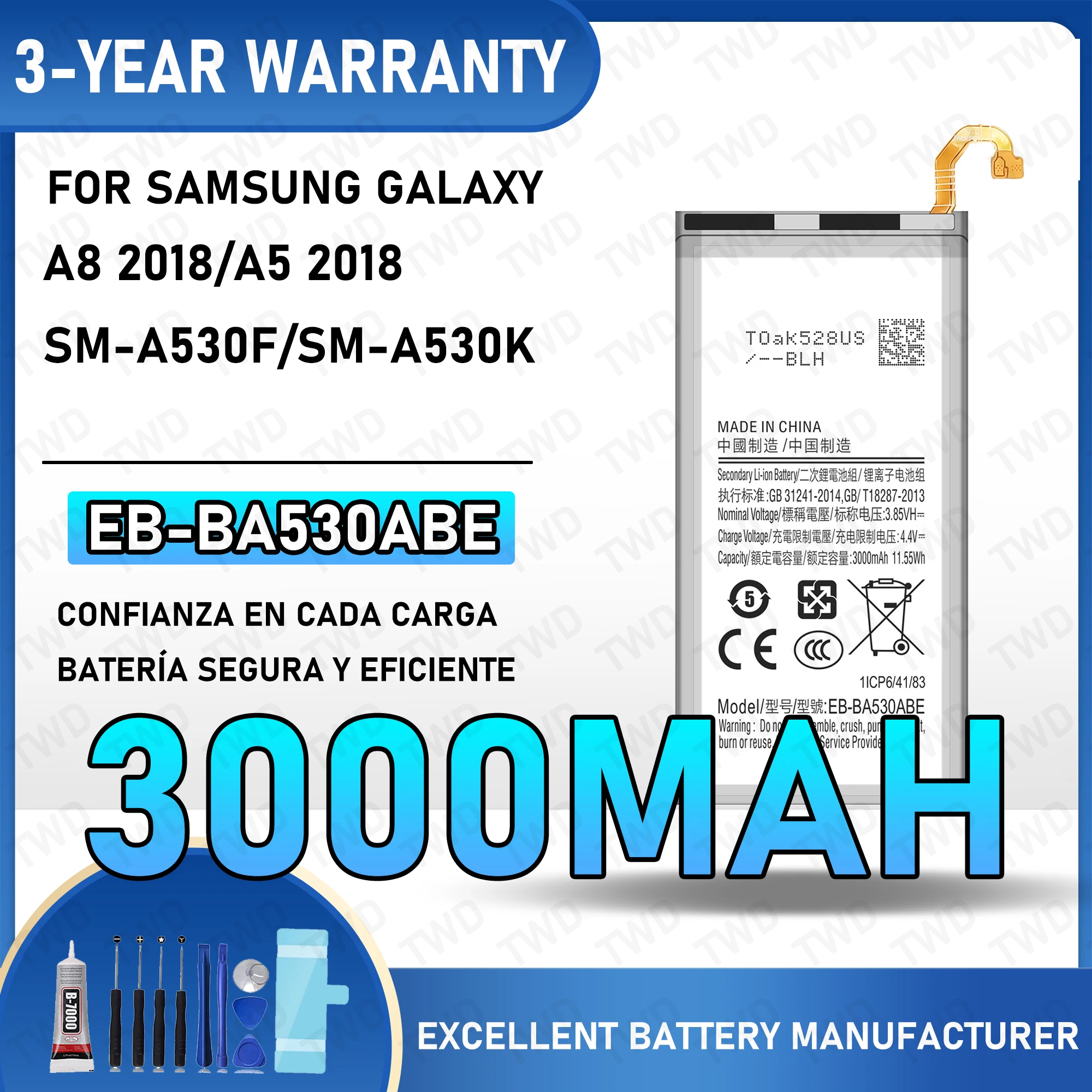 

EB-BA530ABE Large capacity Battery For Samsung Galaxy A8 2018/A5 2018/SM-A530F/SM-A530K Batteries New High Quanlity+Free Tools