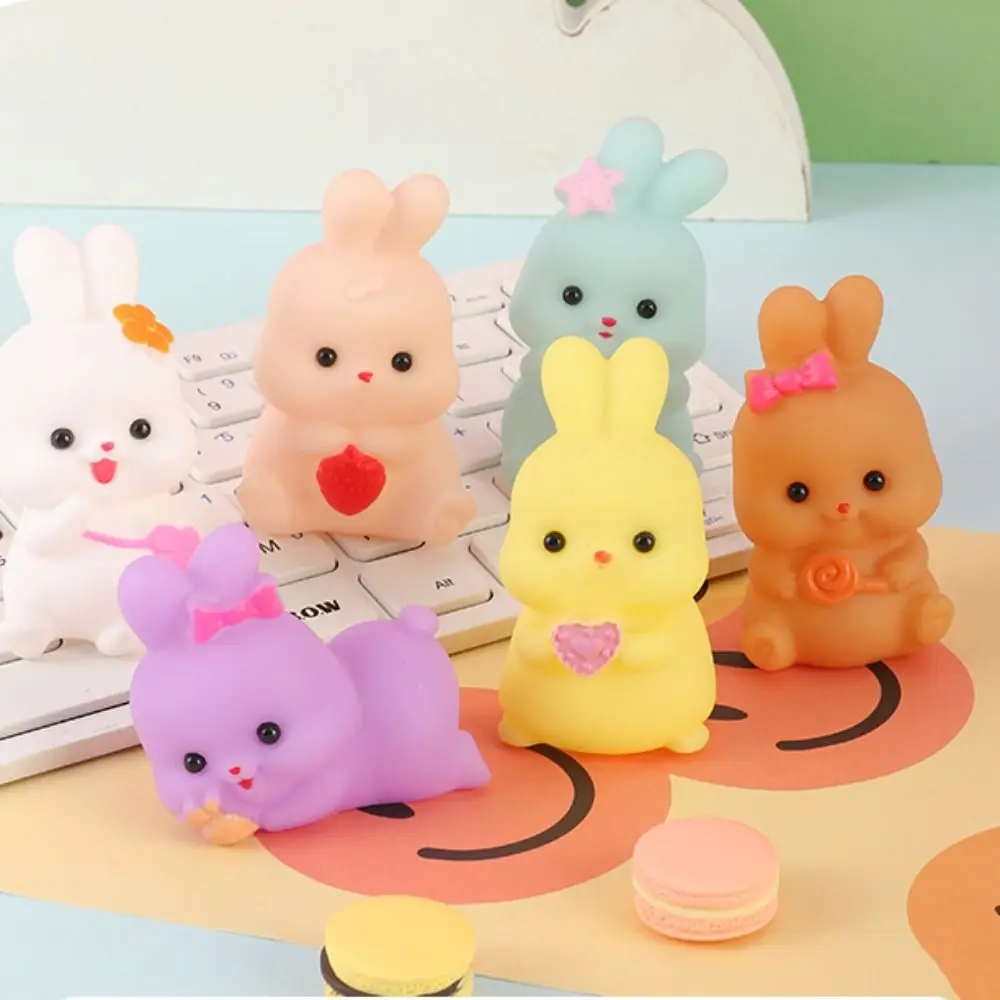 

6pcs/set Squeeze Rabbit Squeeze Toys PVC Soft Easter Bunny Fidget Creative Cute Rabbit Slow Rebound Toy Room Ornament