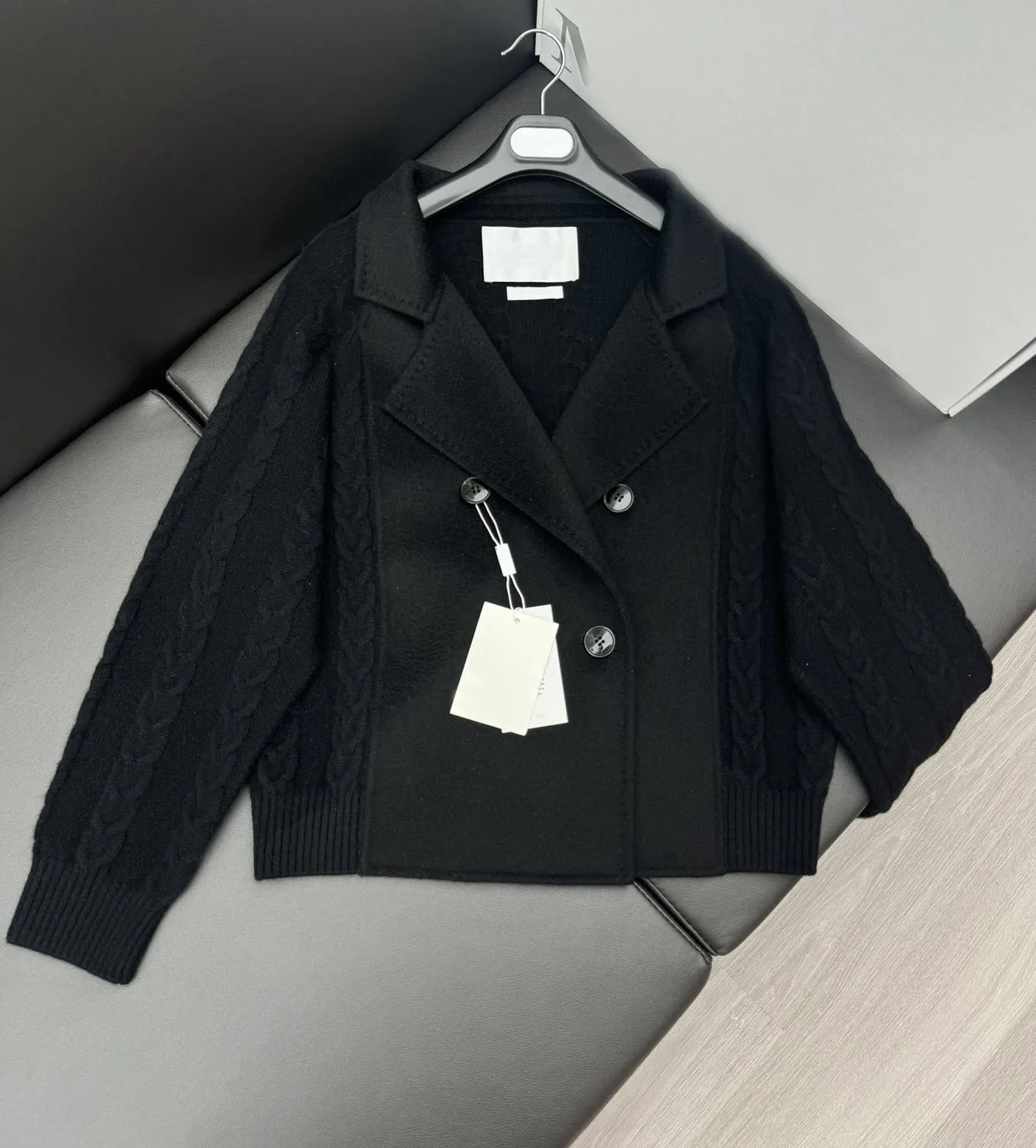 2024 Winter Fashion New Women\'s ClothingKnitted Stitching Cashmere Coat 100% Cashmere + 100% Wool Yarn 1010