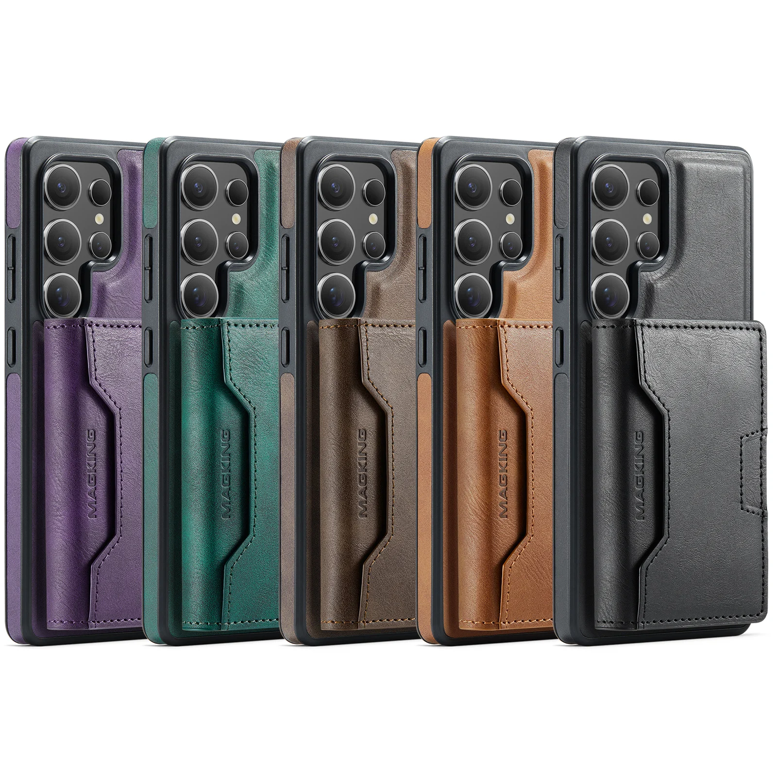 

MAGKING-K4 Luxury Magnetic 2-in-1 Phone Cases For Samsung Galaxy S23 S24 FE S25+ S26 Ultra Wallet Leather Case Card Slots Cover