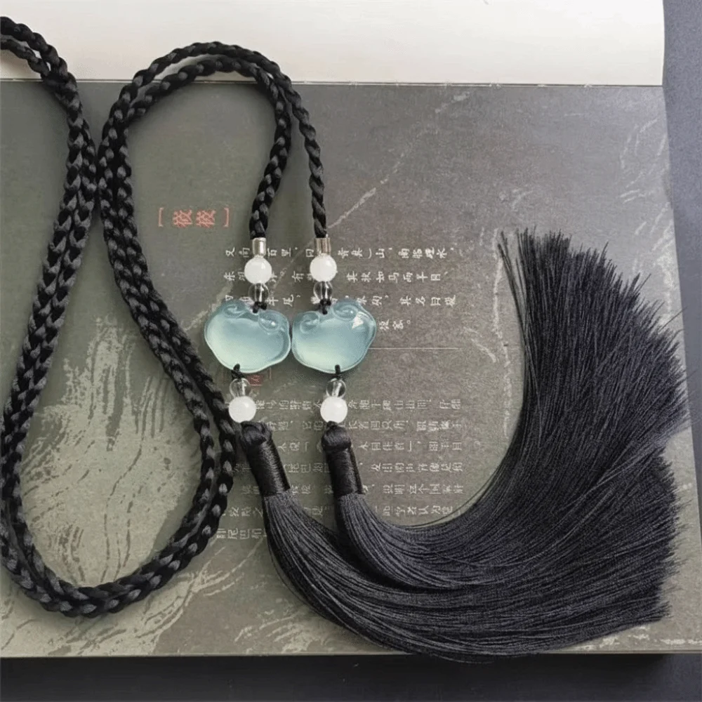 Einfacher Hanfu Palastgürtel mit Rundhalsausschnitt, traditionelles chinesisches Kostümzubehör, Quastenanhänger-Gürtel im kulturellen Stil, grün – Detail 3