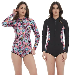 DEMMET Woman Diver Diving Suit 1.5MM/3MM Neoprene Diving Equipment Printing Long Sleeve Bikini Swimsuit Women Korean Swimwear