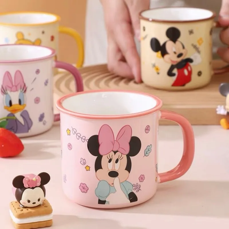 Disney Lotso Mickey Minnie kaczor Donald Judy animacja kreskówka urocza kubek ceramiczny dla dzieci kreatywna Kawaii filiżanka kawy kubek na prezent