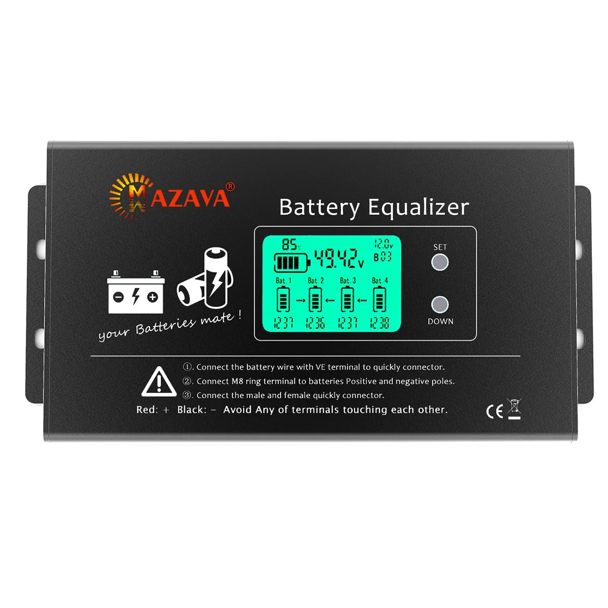 MAZAVA HX02 LCD Display Battery Equalizer 4S 12V 24V 36V 48V Connect Voltage Active Balancer Lead Acid Batteries Monitor