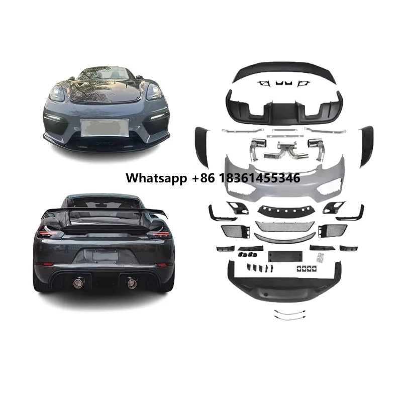 

For 718 Cayman Boxster Car Accessories Facelift Upgr GT4 Style Front Rear Bumper Grille Body Kit