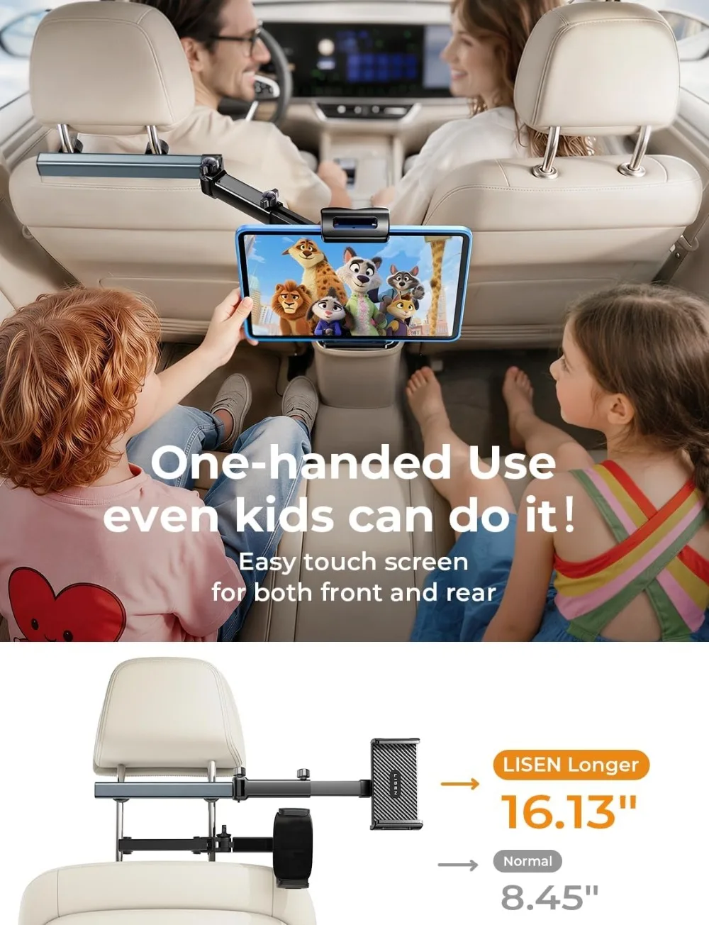 Car Tablet Mount for Back Seat, Road Trip Essentials, iPad Holder for Kids, 4-Axis 360 Adjustable, Sturdy & Safe, Easy Install, Fits Most Headrests - view 4